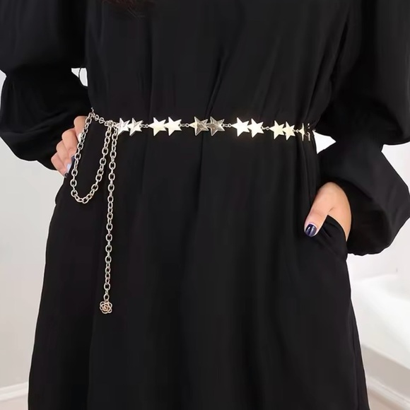 Silver Star Chain Belt for Women 41”